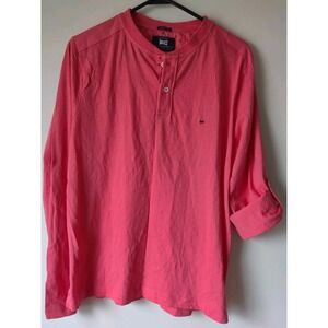 Basics Muscle Fit Men's Long Sleeve 2-Button Henley Roll-Tab Sleeve Size Large